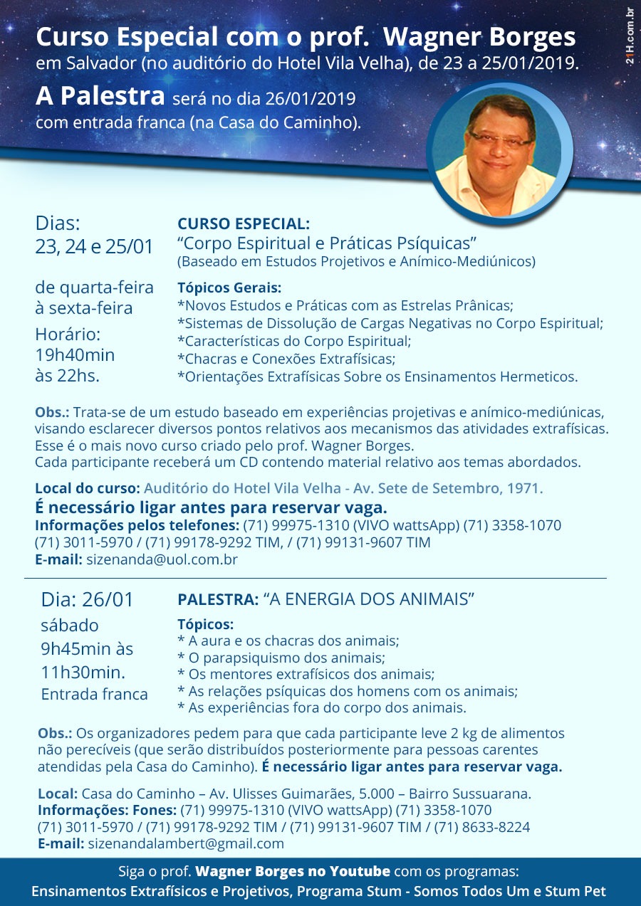 palestra e curso em salvador em janeiro de 2019